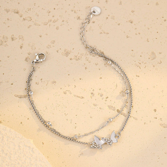 Butterfly Zircon Stainless Steel Electroplated Women's Fashion Bracelet