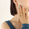 C Shaped Elegant Simple All Match Female Imitation Pearl Gold Plated Electroplated Ear Jewelry With Geometric Design