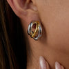 C Shaped Stainless Steel Earrings For Women Geometric Design Electroplated