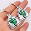 Cactus Earrings Metal Vintage Plant Flowers Pendant