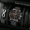 Canvas Alloy Watch Bracelet Set Round Dial Men's Quartz Watch