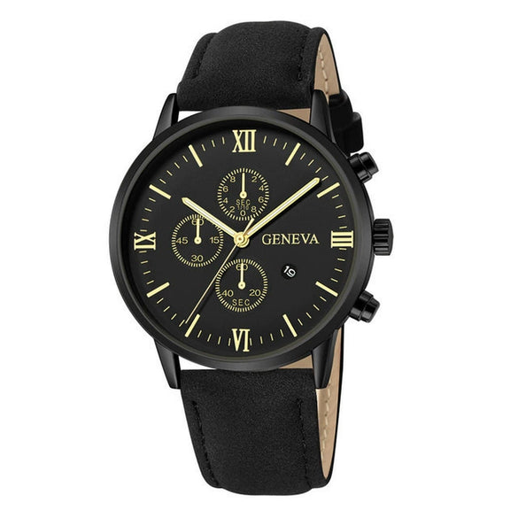 Canvas Alloy Watch Bracelet Set Round Dial Men's Quartz Watch