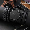 Canvas Alloy Watch Bracelet Set Round Dial Men's Quartz Watch