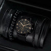 Canvas Alloy Watch Bracelet Set Round Dial Men's Quartz Watch