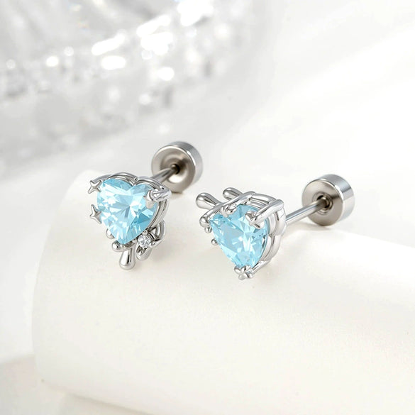 Cartilage Piercing Ear Bone Nail Metal Heart Shape With Diamond Design