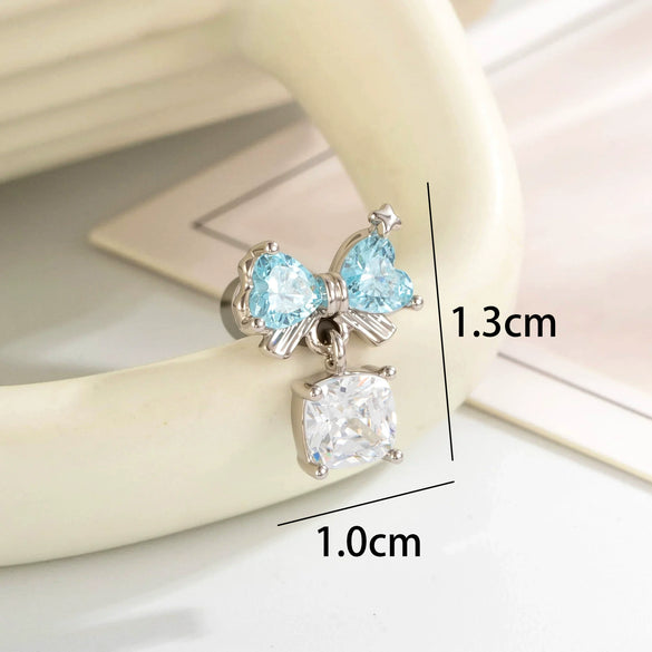 Cartilage Piercing Ear Bone Nail Metal Heart Shape Zircon Diamond Unisex