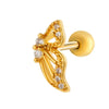 Cartilage Piercing Ear Bone Nail Stainless Steel Butterfly Shape Micropaved Zircon Electroplated Women's Style
