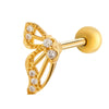 Cartilage Piercing Ear Bone Nail Stainless Steel Butterfly Shape Micropaved Zircon Electroplated Women's Style