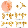 Cartilage Piercing Ear Bone Nail Stainless Steel Butterfly Shape Micropaved Zircon Electroplated Women's Style