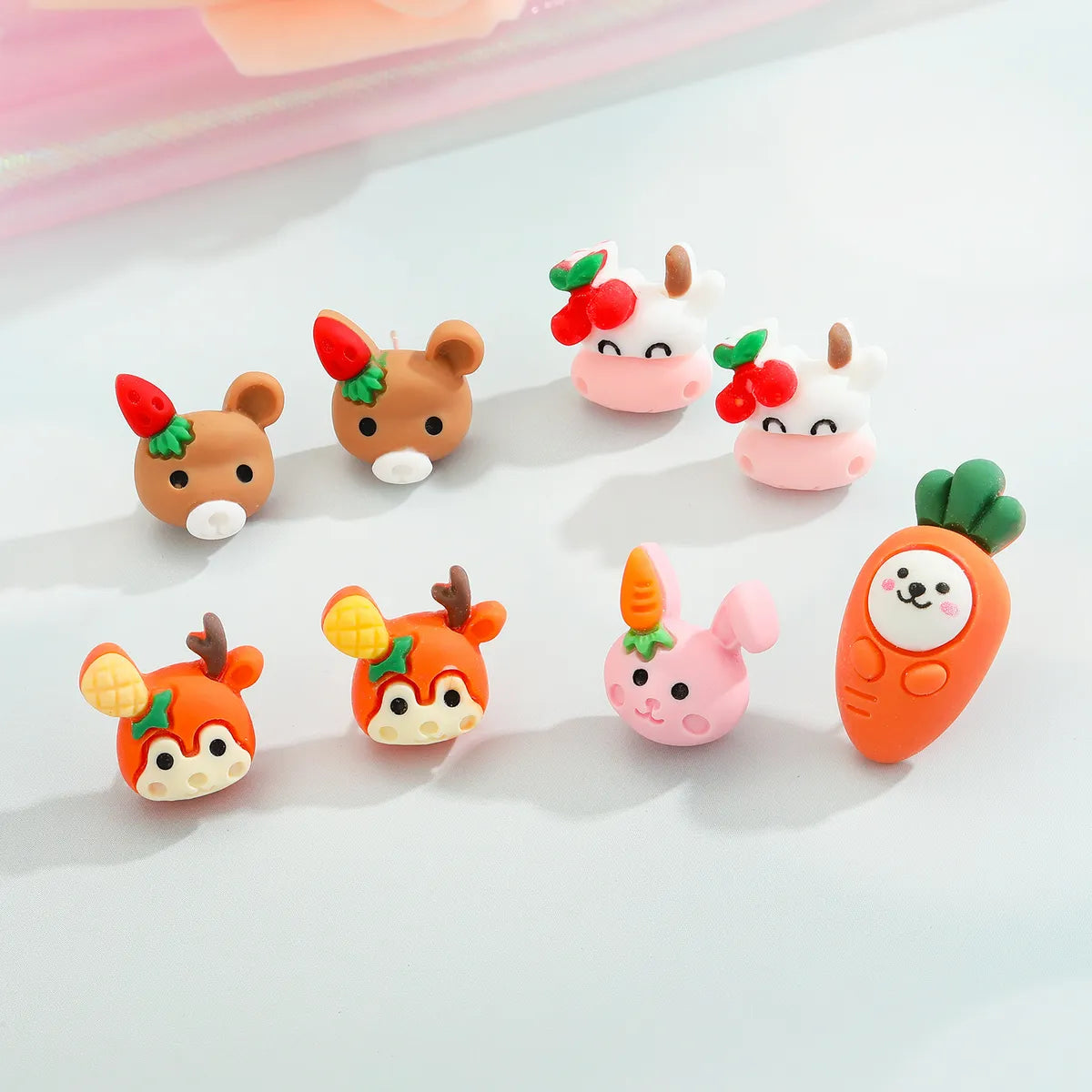 Cartoon Animal Deer Cow Rabbit Resin Earrings Wholesale Gooddiy