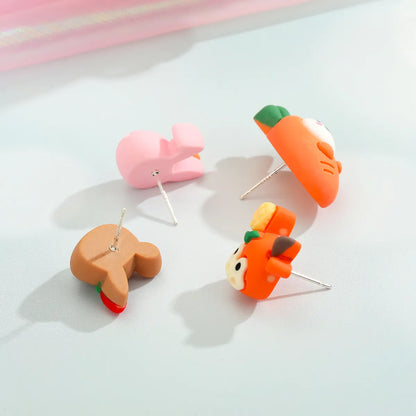 Cartoon Animal Deer Cow Rabbit Resin Earrings Wholesale Gooddiy