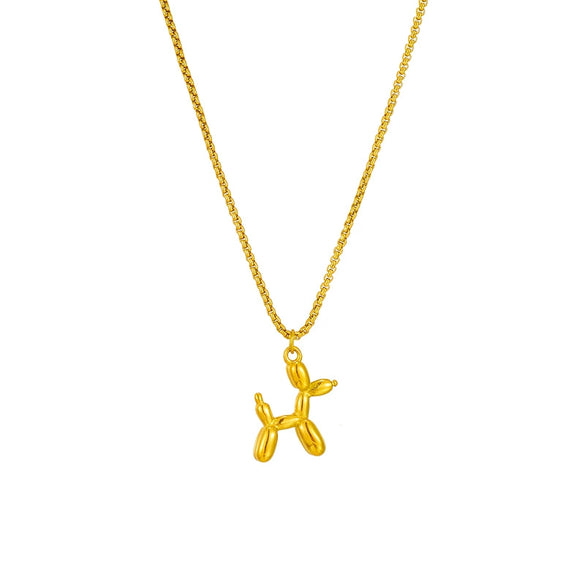 Cartoon Animal Doberman Dog Pendant Stainless Steel Necklace With Electroplating And Geometric Design For Women