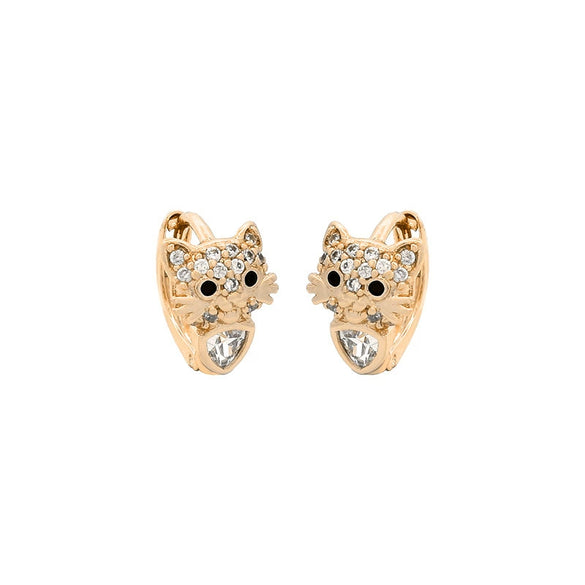 Cartoon Animal Zodiac Zircon Electroplated Cat Earrings For Women