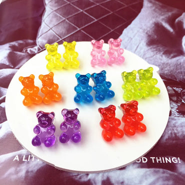 Cartoon Bear Creative Transparent Candy Color Earrings Wholesale