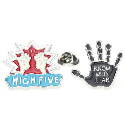 Cartoon Black Palm Alloy Dripping Oil Brooch Badge