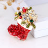 Cartoon Christmas Boots Brooch Badge For Children Electroplated Alloy With Artificial And Semiprecious Gemstone Accents