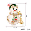 Cartoon Christmas Snowman Brooch Electroplated Alloy Unisex Lapel Pin Festive Holiday Gift Accessory