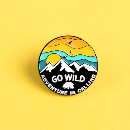 Cartoon Creative Enamel Badge Sunset Mountain Alloy Brooch