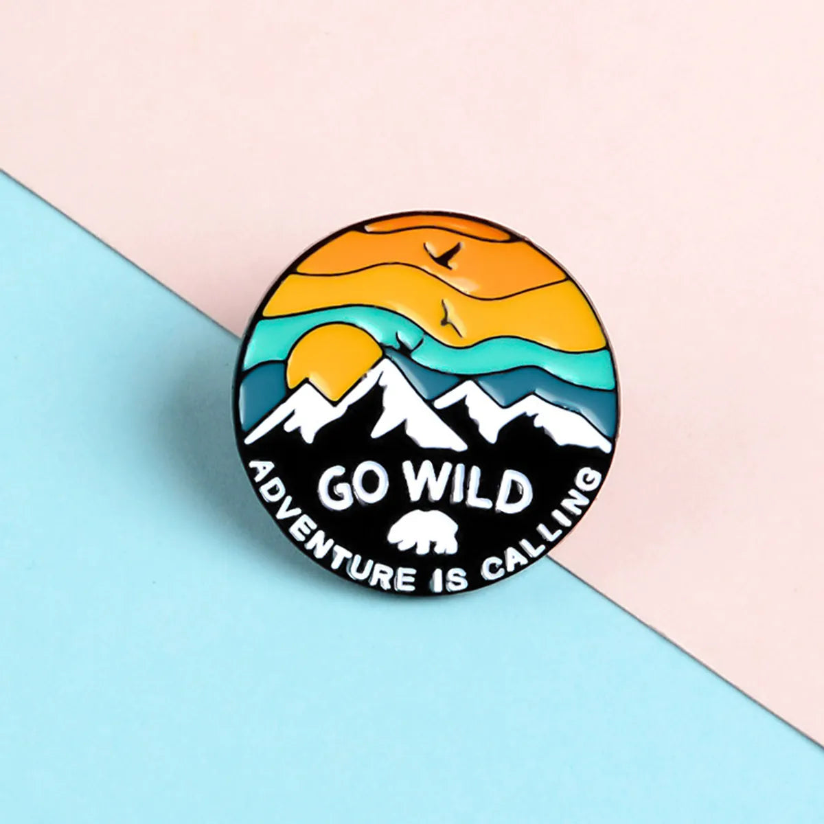 Cartoon Creative Enamel Badge Sunset Mountain Alloy Brooch