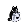Cartoon Cute Alloy Cat Badge Couple Black And White Backpack Accessories With Paint Electroplating Brooch