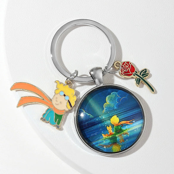 Cartoon Fox And Rose Keychain Zinc Alloy Material For Women's Bags