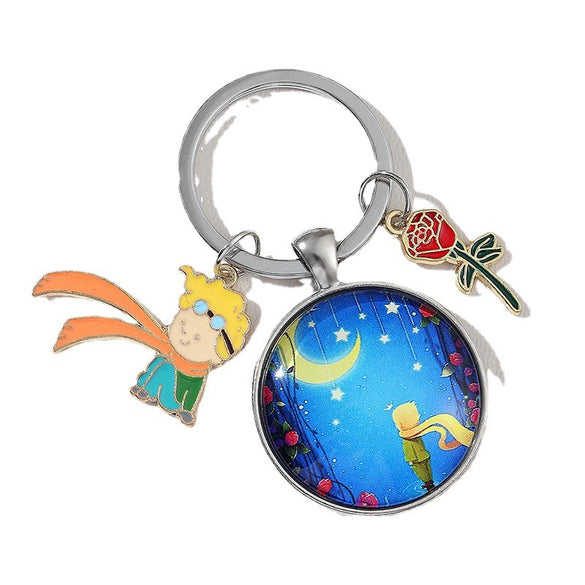 Cartoon Fox And Rose Keychain Zinc Alloy Material For Women's Bags