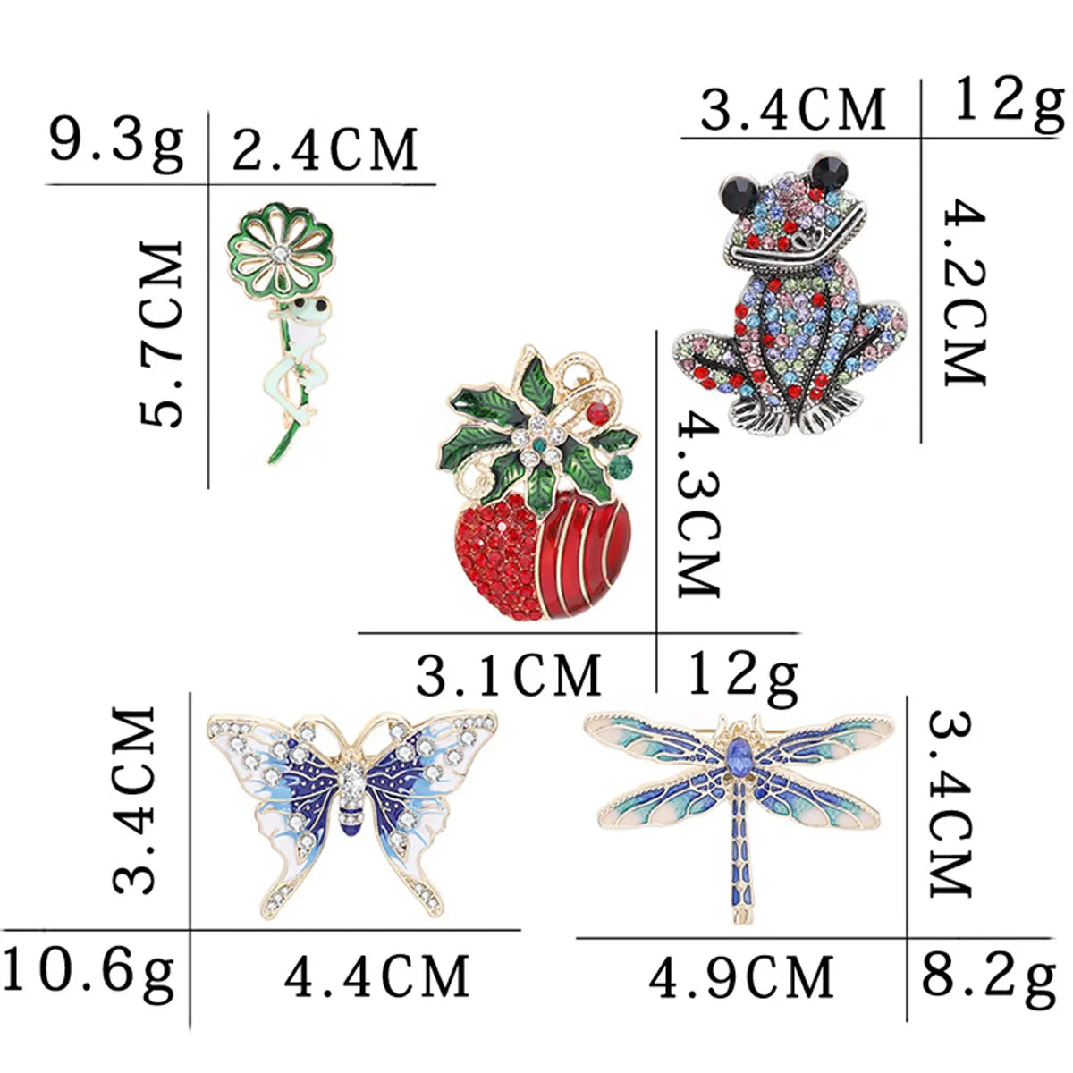 Cartoon Frog Dragonfly Butterfly  Drop Oil Diamond Brooch Wholesale Nihaojewelry