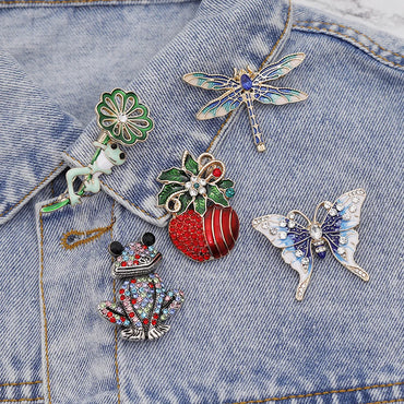 Cartoon Frog Dragonfly Butterfly  Drop Oil Diamond Brooch Wholesale Nihaojewelry