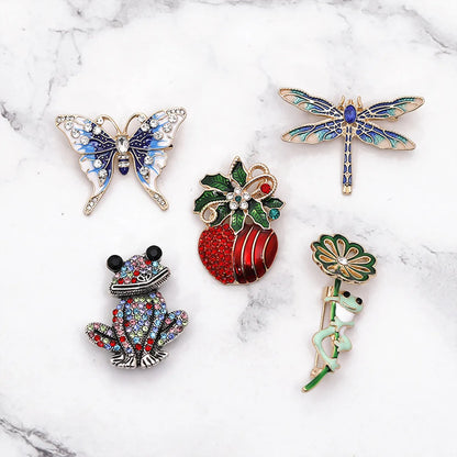 Cartoon Frog Dragonfly Butterfly  Drop Oil Diamond Brooch Wholesale Nihaojewelry