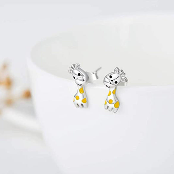 Cartoon Giraffe Copper Drop Earrings Cute Animal Jewelry For Women Fashion Accessories