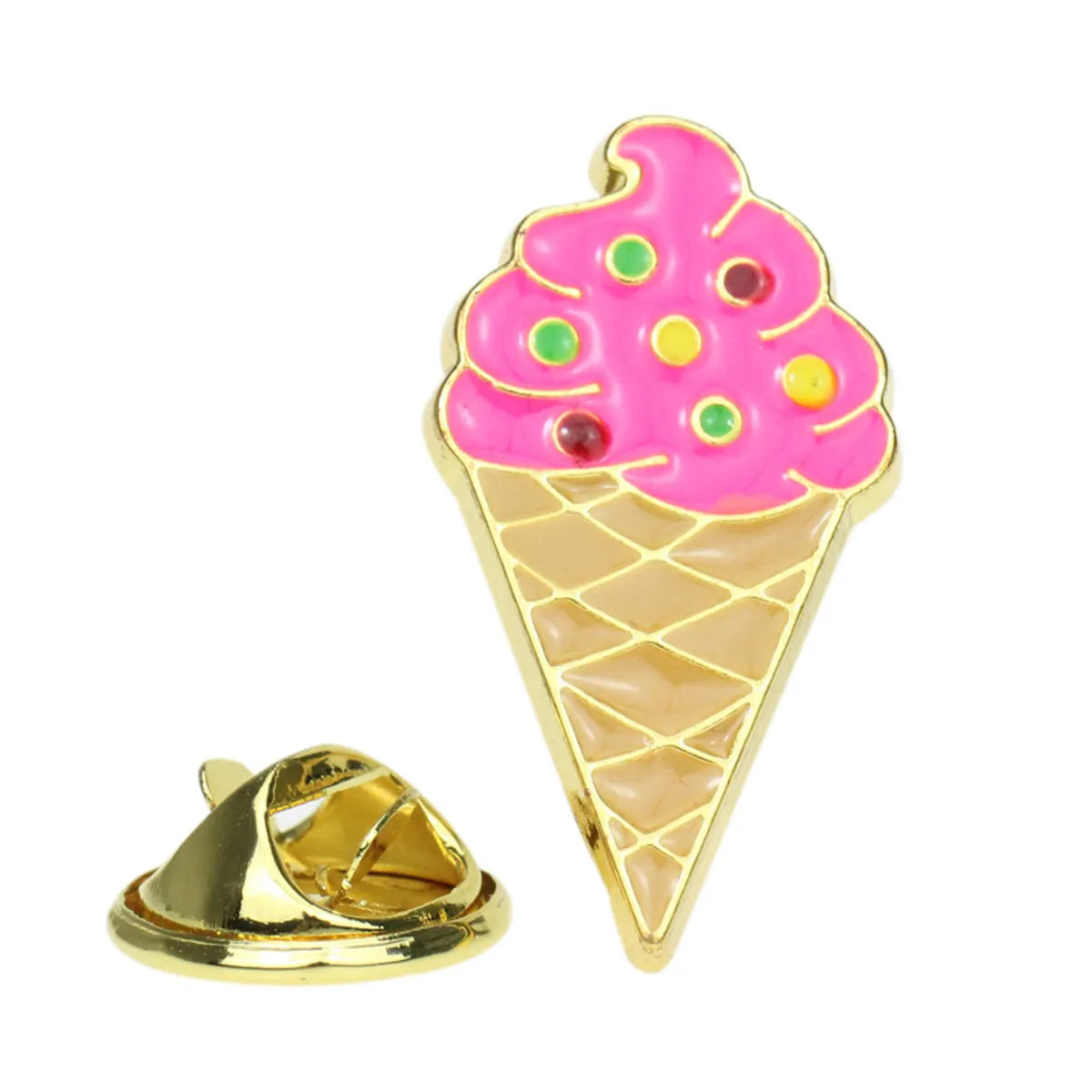 Cartoon Ice Cream Creative Ladybug Bird Dripping Oil Metal Brooch