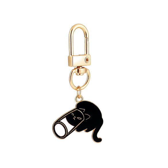 Cartoon Keychain Alloy Stainless Steel Cute Naughty Cat Oil Dripping Electroplated Pendant