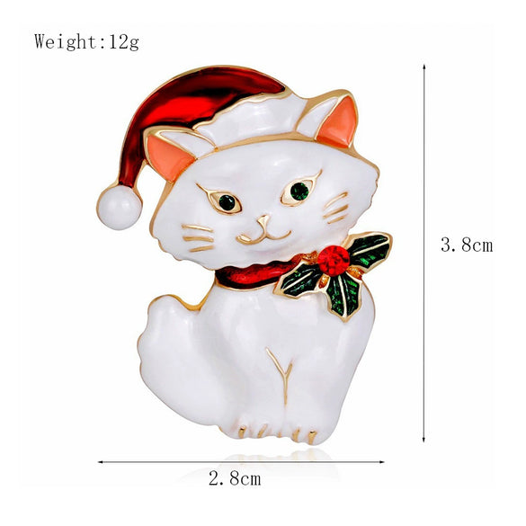 Cartoon Kitten Alloy Brooch Pin With Diamond Detail Cute Christmas Fashion Accessory For Unisex Wear And Versatile Decoration