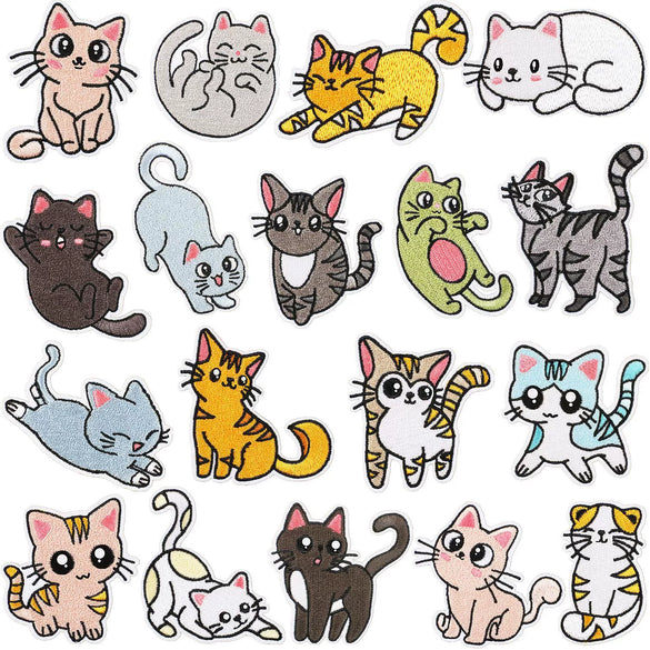 Cartoon Kitten Computerembroidered Ironon Patches Polyester Fabric Clothing Decorative Appliques