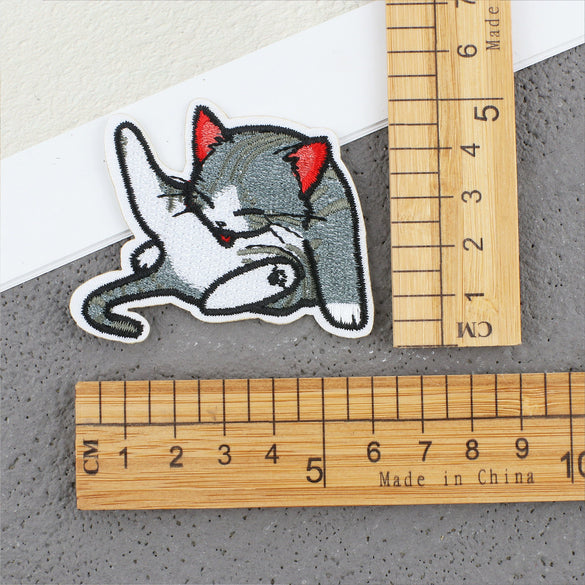 Cartoon Kitten Computerembroidered Ironon Patches Polyester Fabric Clothing Decorative Appliques