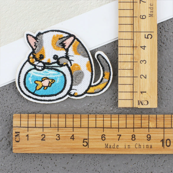 Cartoon Kitten Computerembroidered Ironon Patches Polyester Fabric Clothing Decorative Appliques