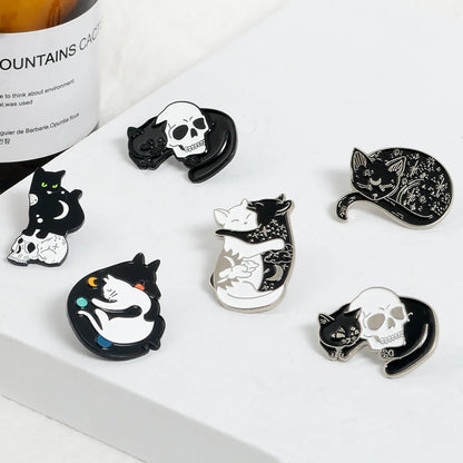 Cartoon Punk Retro Brooch Mysterious Witch'S Cat Alloy Brooch