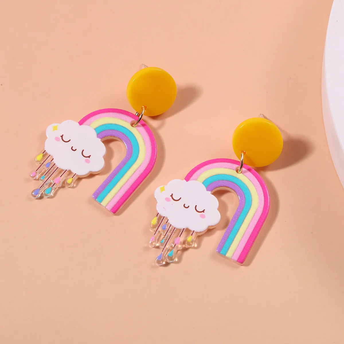 Cartoon Rainbow Cloud Earrings Creative Cute Printing Plate Acrylic Earrings