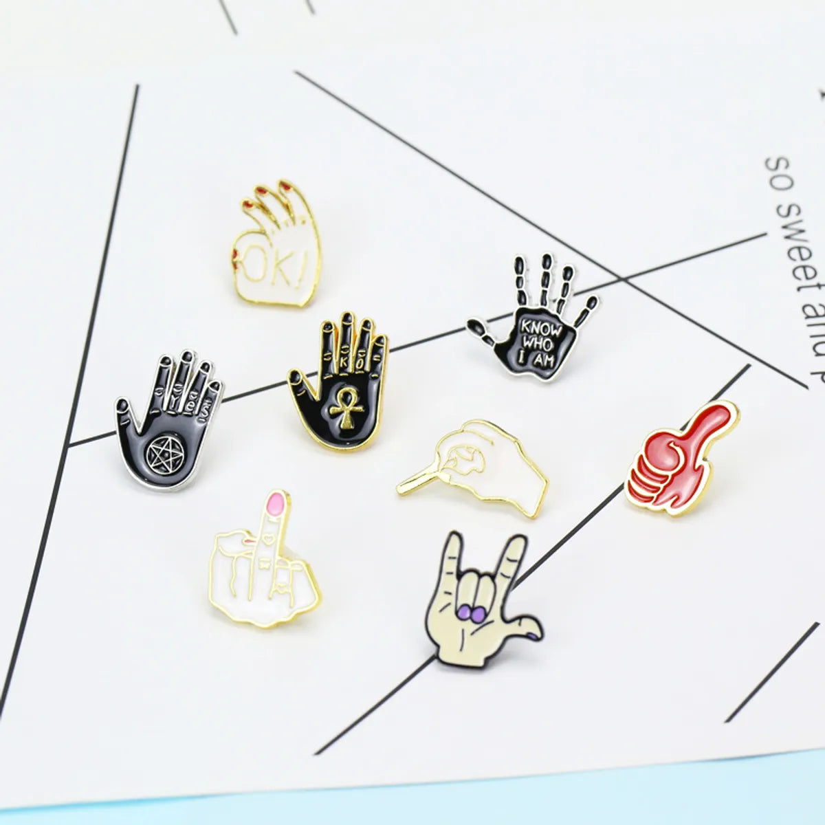 Cartoon Rock Contempt Gesture Brooch Clothing Creative Dripping Brooch