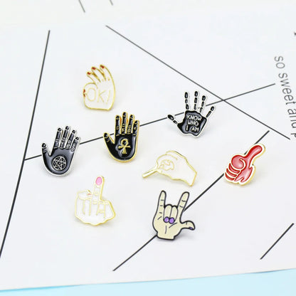 Cartoon Rock Contempt Gesture Brooch Clothing Creative Dripping Brooch