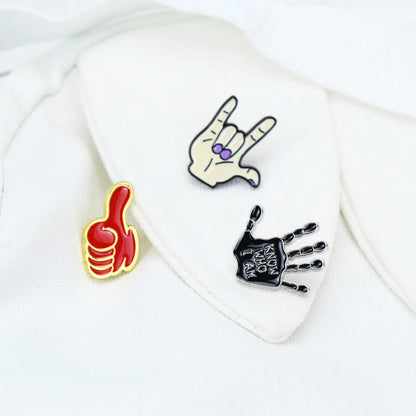 Cartoon Rock Contempt Gesture Brooch Clothing Creative Dripping Brooch