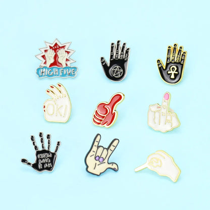 Cartoon Rock Contempt Gesture Brooch Clothing Creative Dripping Brooch