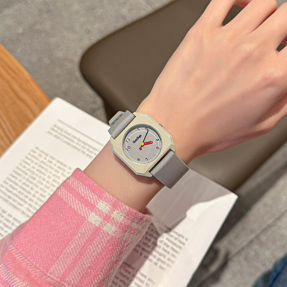 Cartoon Silicone Alloy Student Watch With Square Dial And Mineral Strengthened Mirror