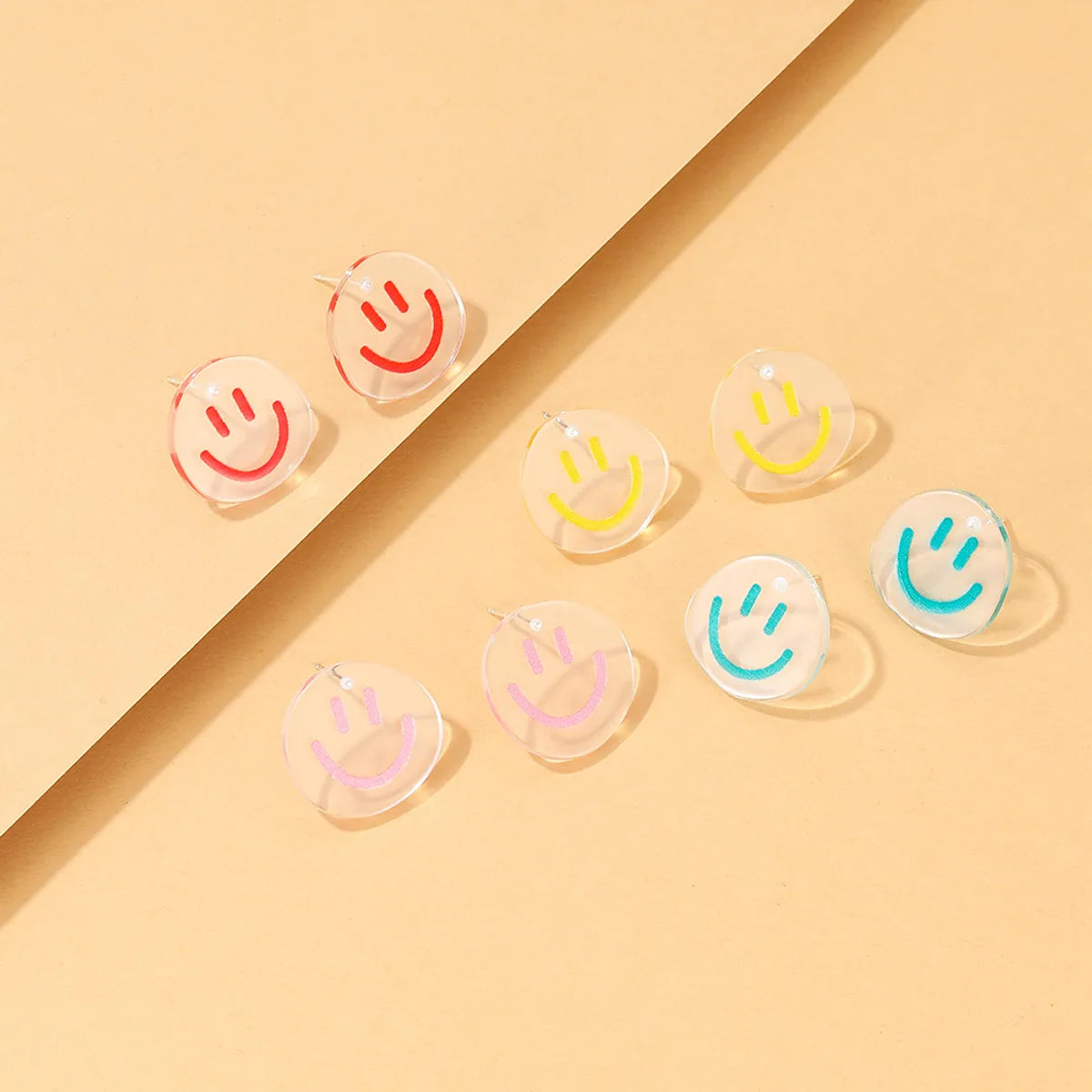 Cartoon Smiley Resin Transparent Smiley Earrings Wholesale Gooddiy