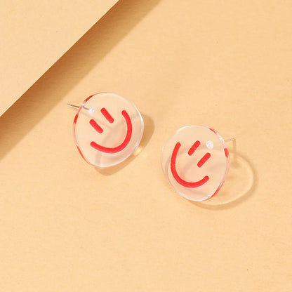 Cartoon Smiley Resin Transparent Smiley Earrings Wholesale Gooddiy