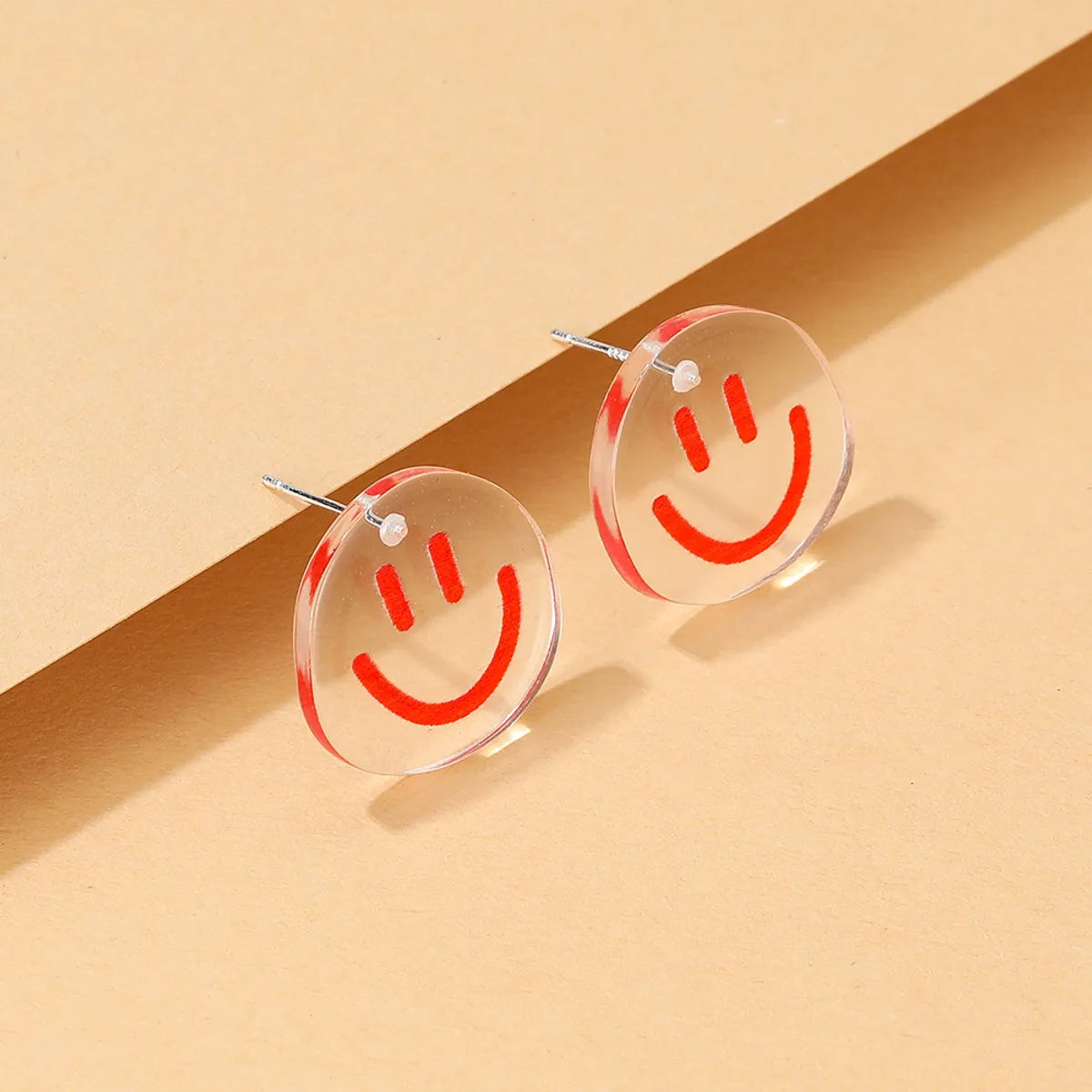 Cartoon Smiley Resin Transparent Smiley Earrings Wholesale Gooddiy