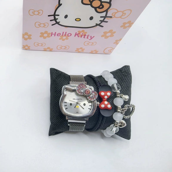 Cartoon Style Alloy Case Milan Ribbon Strap Magnetic Buckle Universal Watch With Cartoon Shape Dial