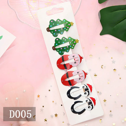 Cartoon Style Animal Christmas Tree Fruit Metal Stoving Varnish Hair Clip 1 Set