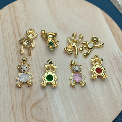 Cartoon Style Animal Copper Plating Inlay Rhinestones Charms