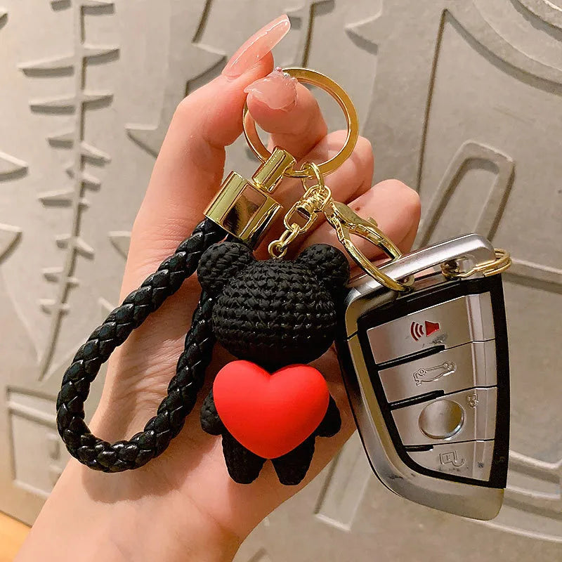 Cartoon Style Animal Heart Shape Resin Unisex Bag Pendant Keychain 1 Piece